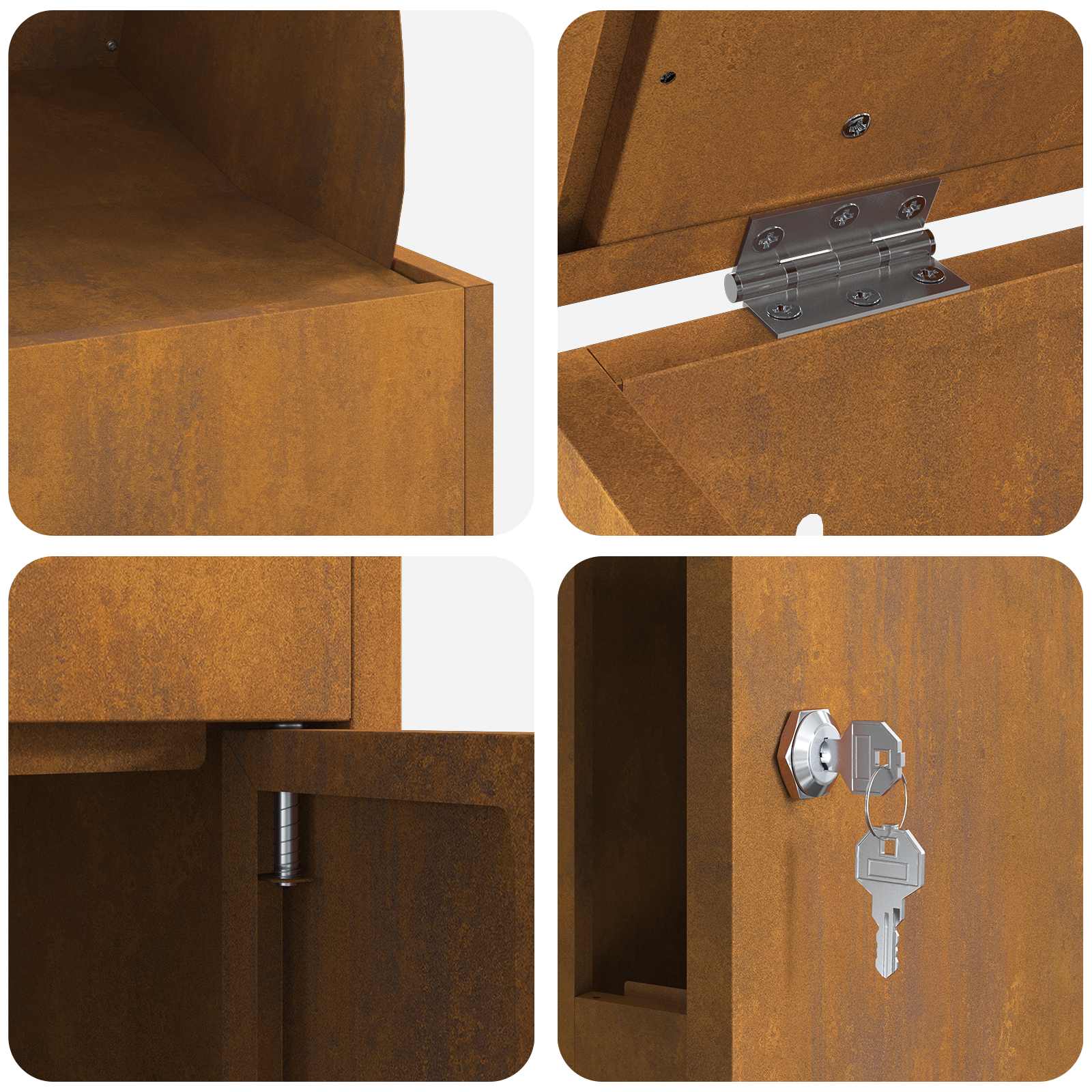 Paketdrop-Box mit Tür Rostig 47,5 x 38 x 59 cm Wetterfeststahl