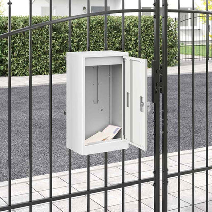Briefkasten mit Speicher mit Tür Weiß 30 x 20 x 55 cm Stahl