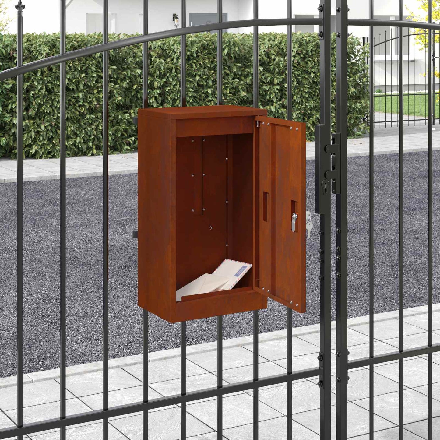 Briefkasten mit Tür Rostoptik 30 x 20 x 55 cm Wetterfeststahl