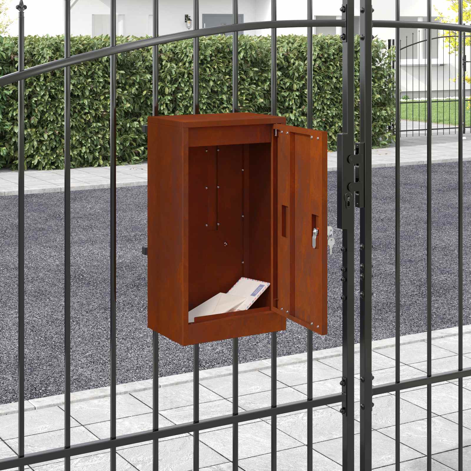 Briefkasten mit Tür Rostoptik 30 x 20 x 55 cm Wetterfeststahl