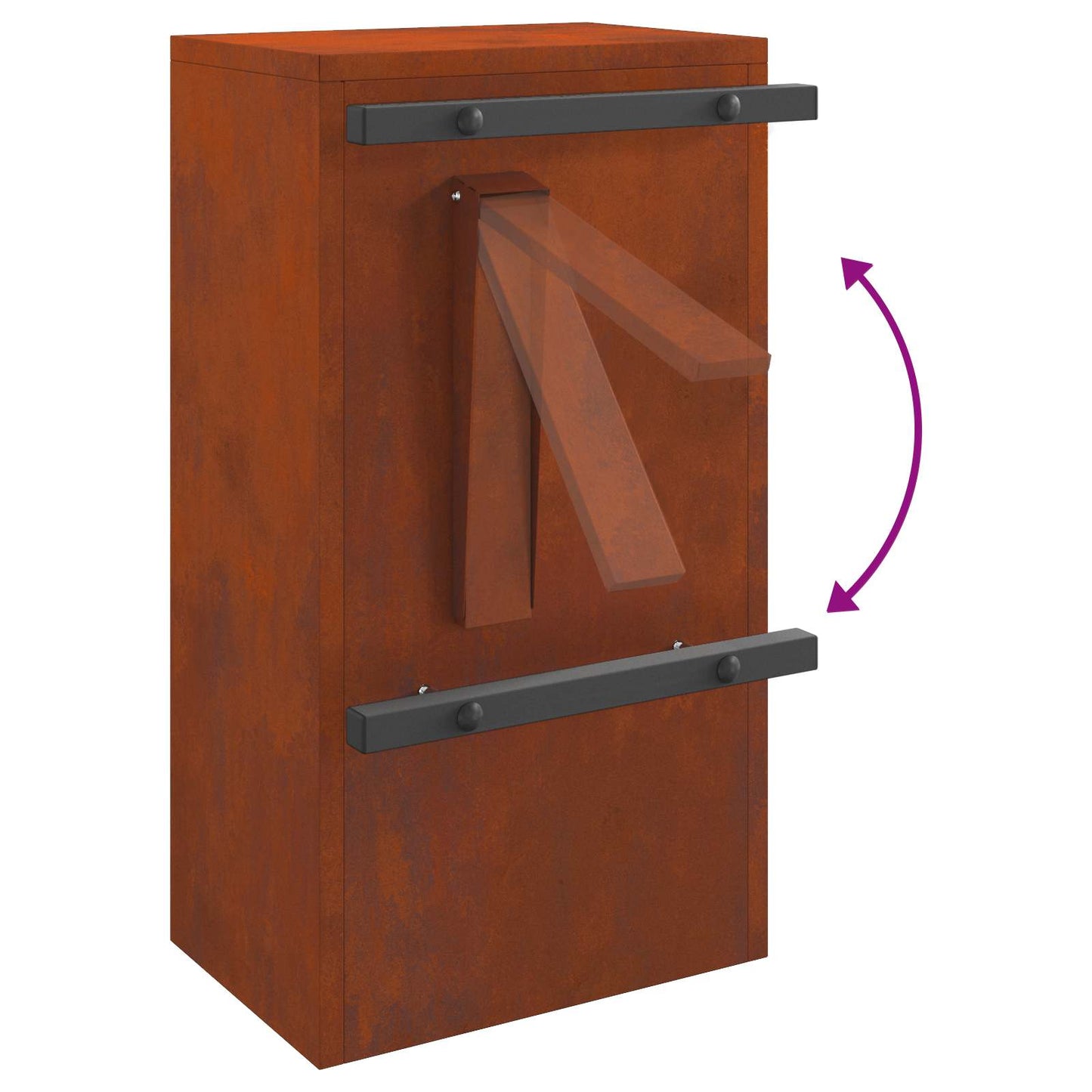 Briefkasten mit Tür Rostoptik 30 x 20 x 55 cm Wetterfeststahl