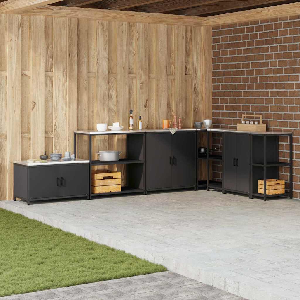 Küchenlageregal mit Regal mit Speicher Schwarz Stahl