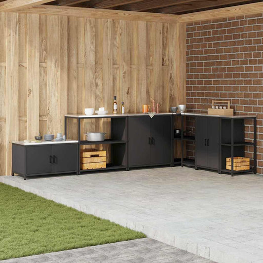 Küchenlageregal mit Regal mit Speicher Schwarz Stahl