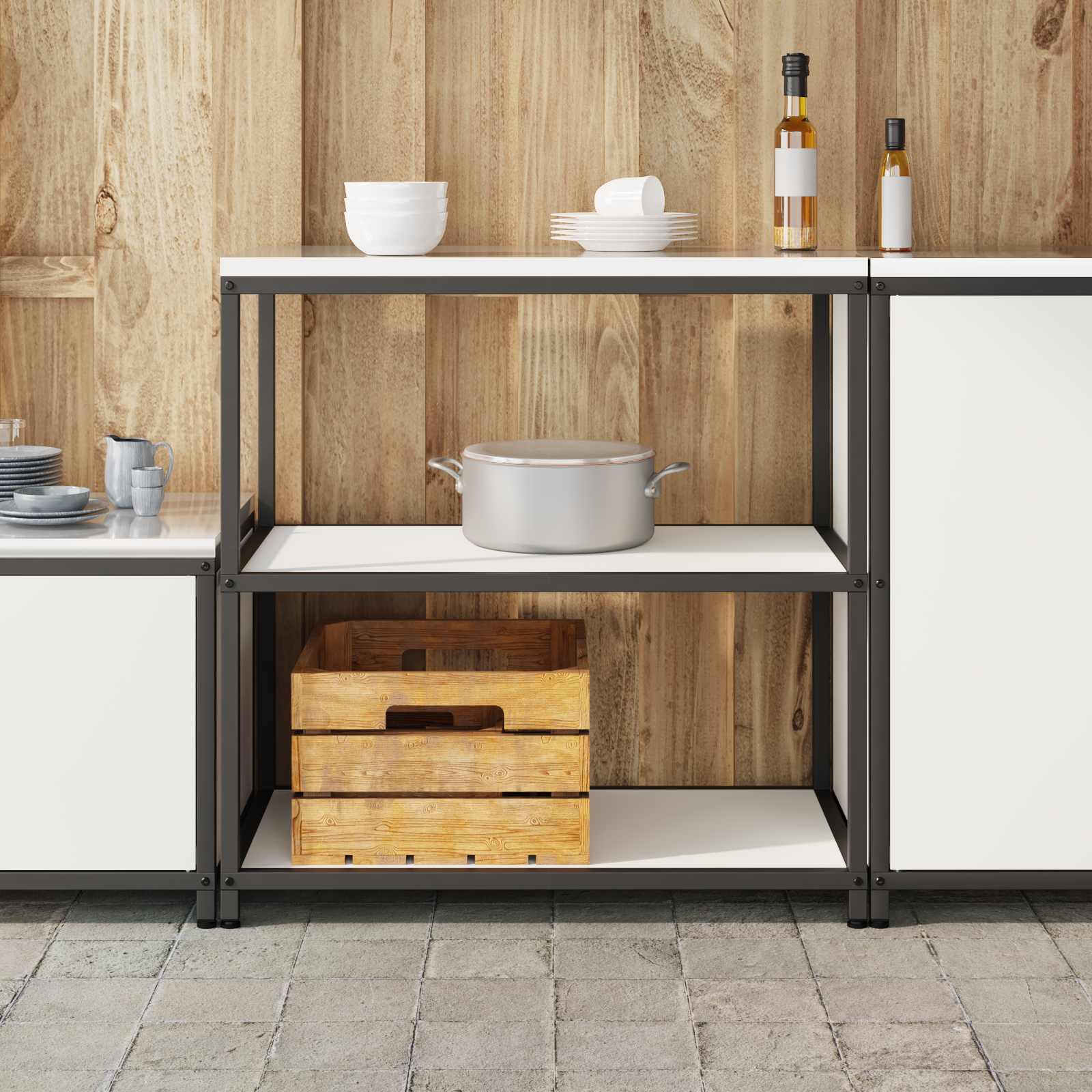 Küchenregal HATTEM Weiß 90 x 50 x 92 cm Stahl