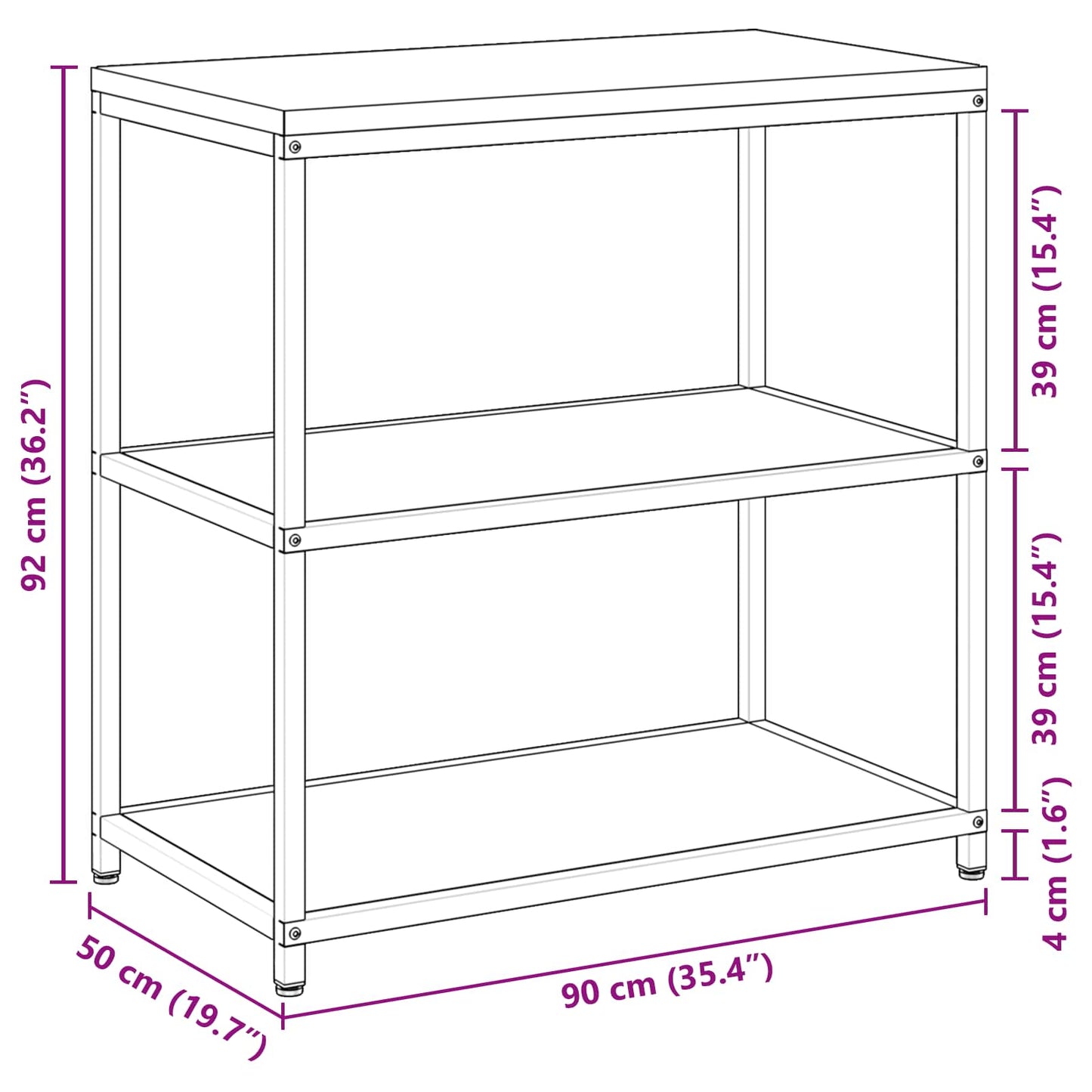 Küchenregal HATTEM Weiß 90 x 50 x 92 cm Stahl