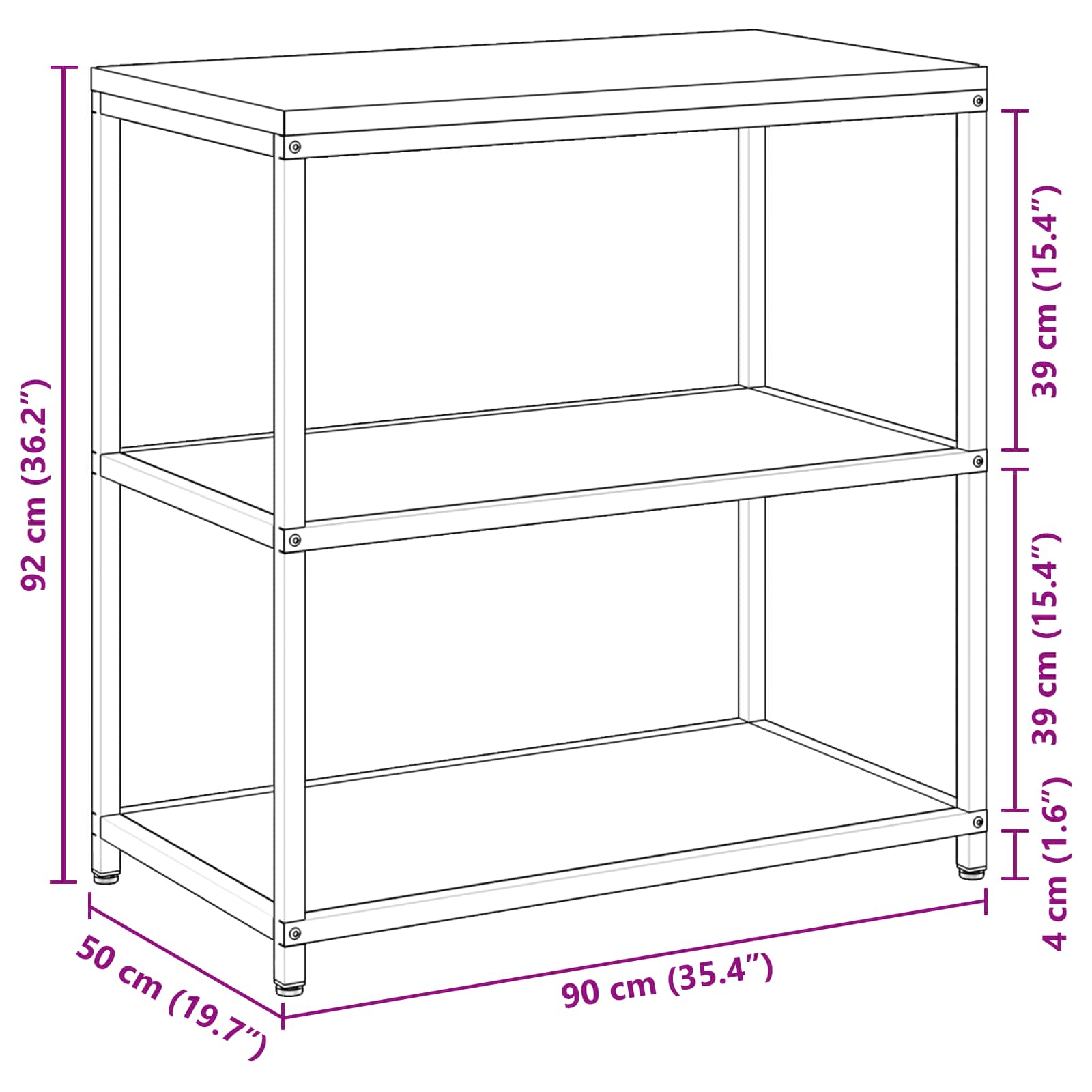 Küchenregal HATTEM Weiß 90 x 50 x 92 cm Stahl