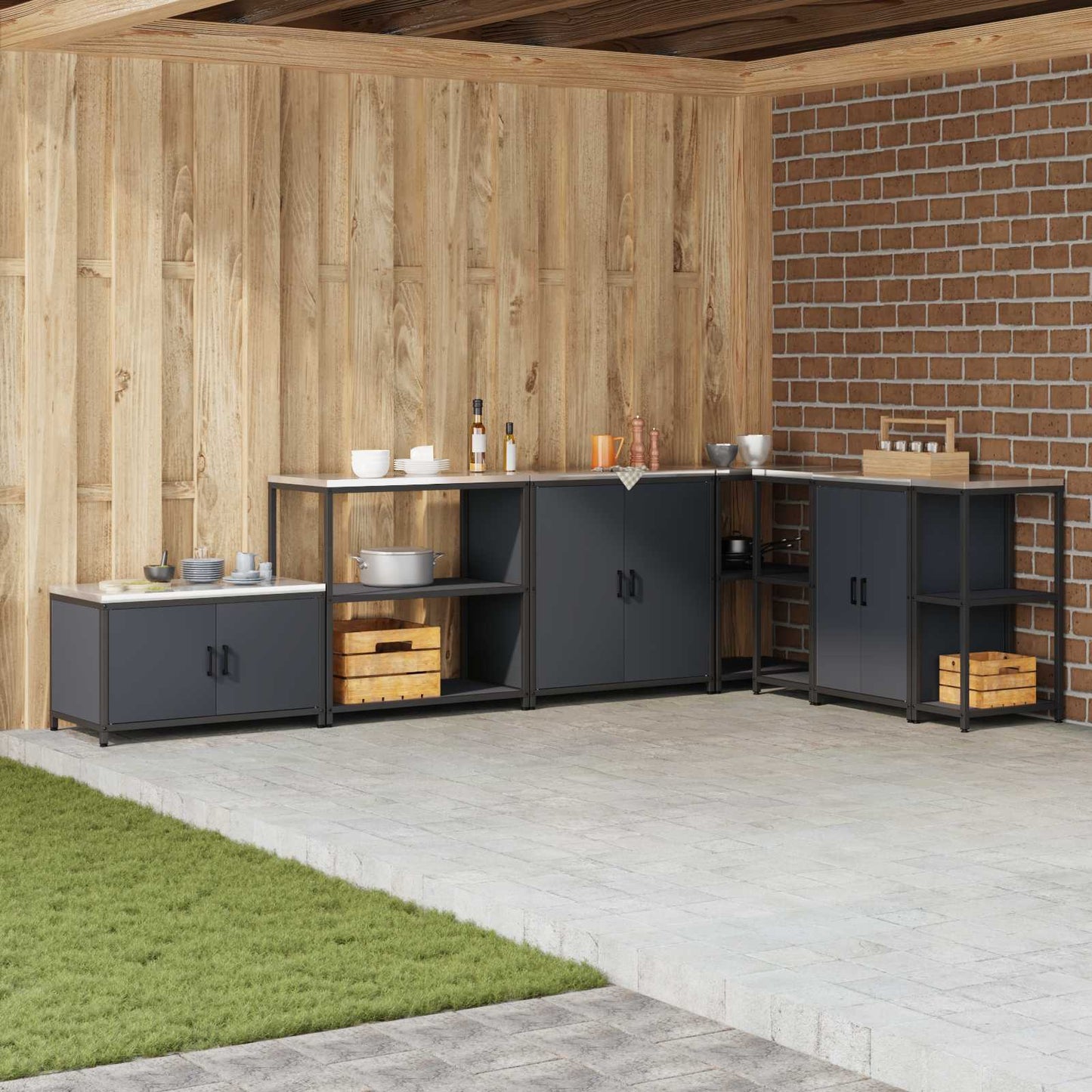 Küchenregal HATTEM Anthrazit 90 x 50 x 92 cm Stahl