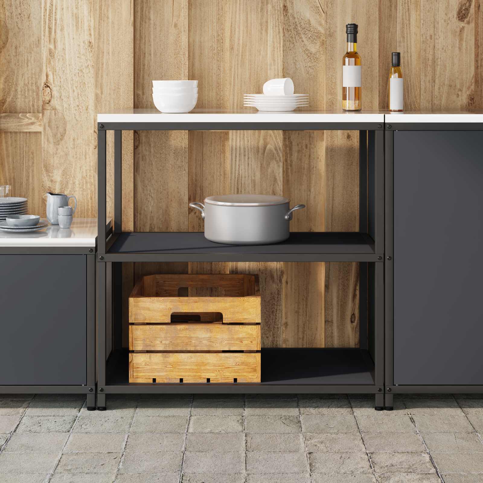 Küchenregal HATTEM Anthrazit 90 x 50 x 92 cm Stahl