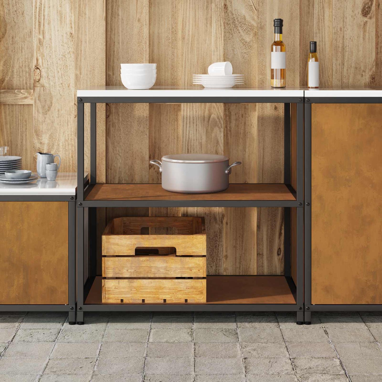 Küchenregal HATTEM Rostig 90 x 50 x 92 cm Stahl