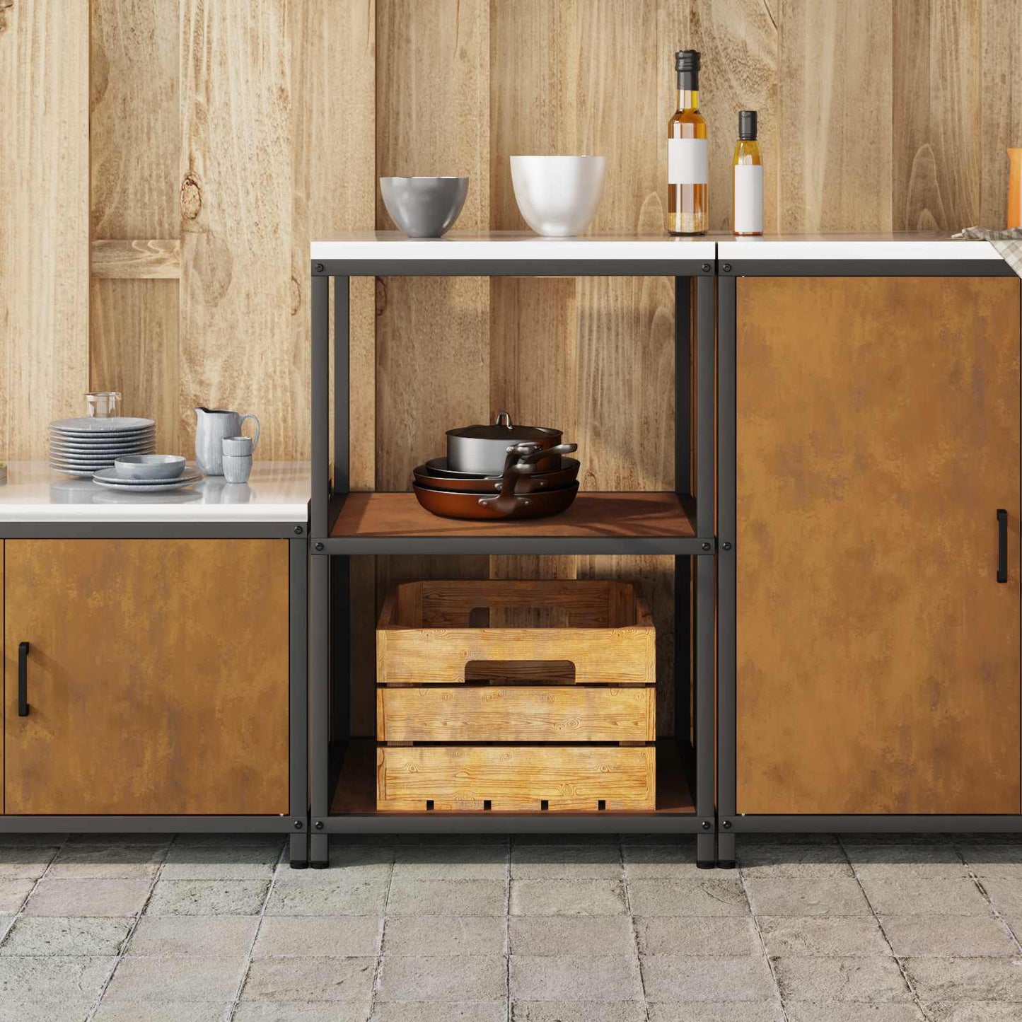 Küchenregal HATTEM Rostig 60 x 50 x 92 cm Stahl