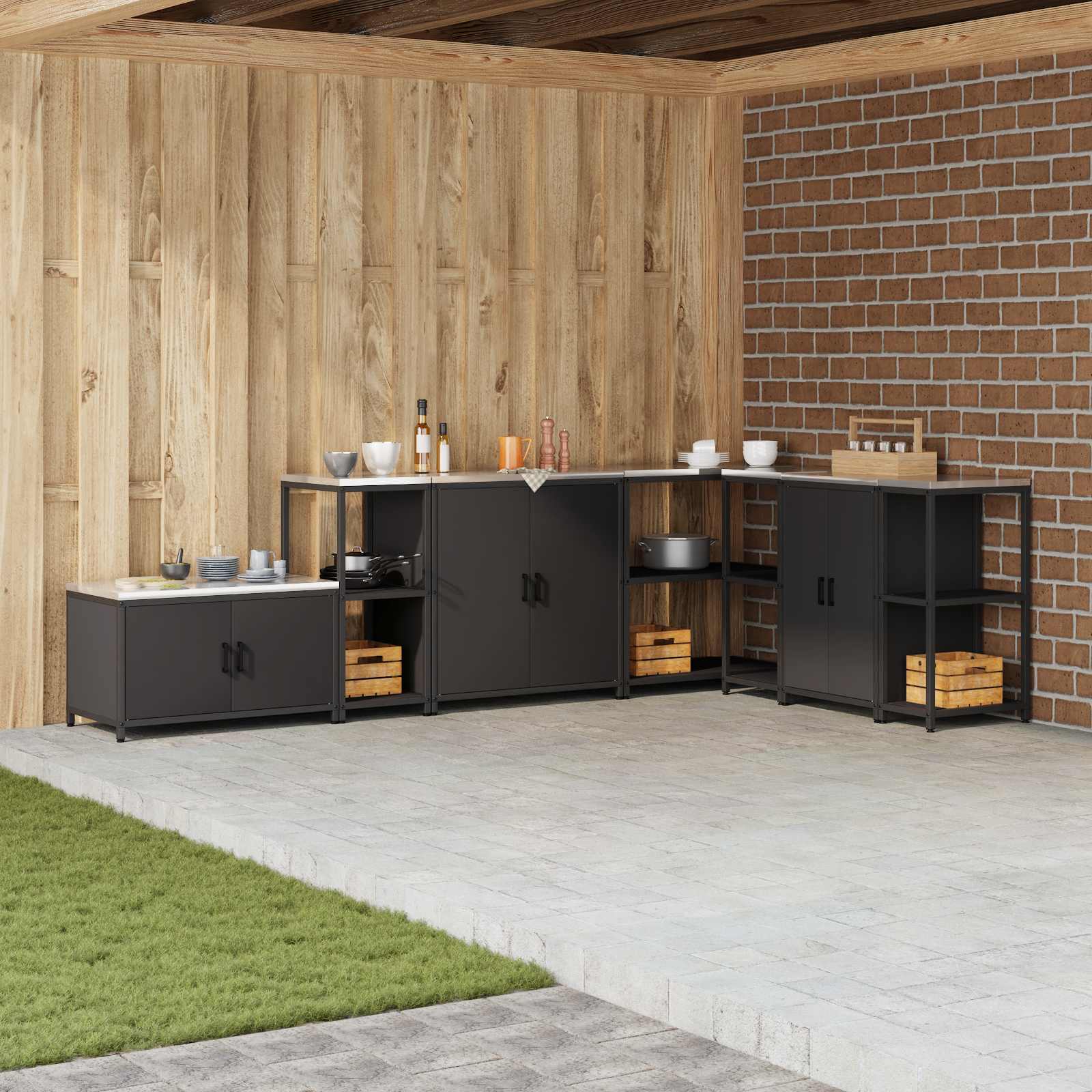 Küchenregal HATTEM Schwarz 40 x 50 x 92 cm Stahl