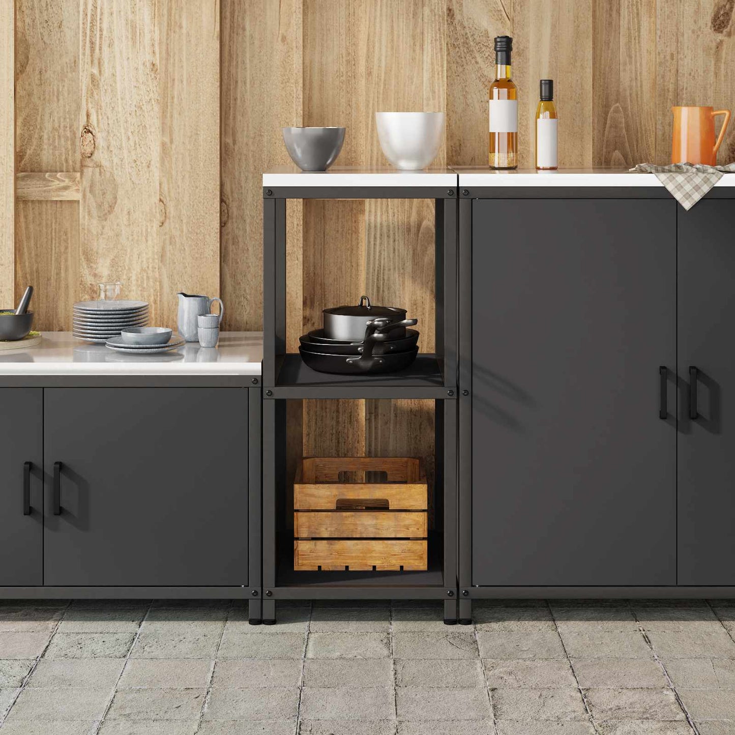 Küchenregal HATTEM Schwarz 40 x 50 x 92 cm Stahl