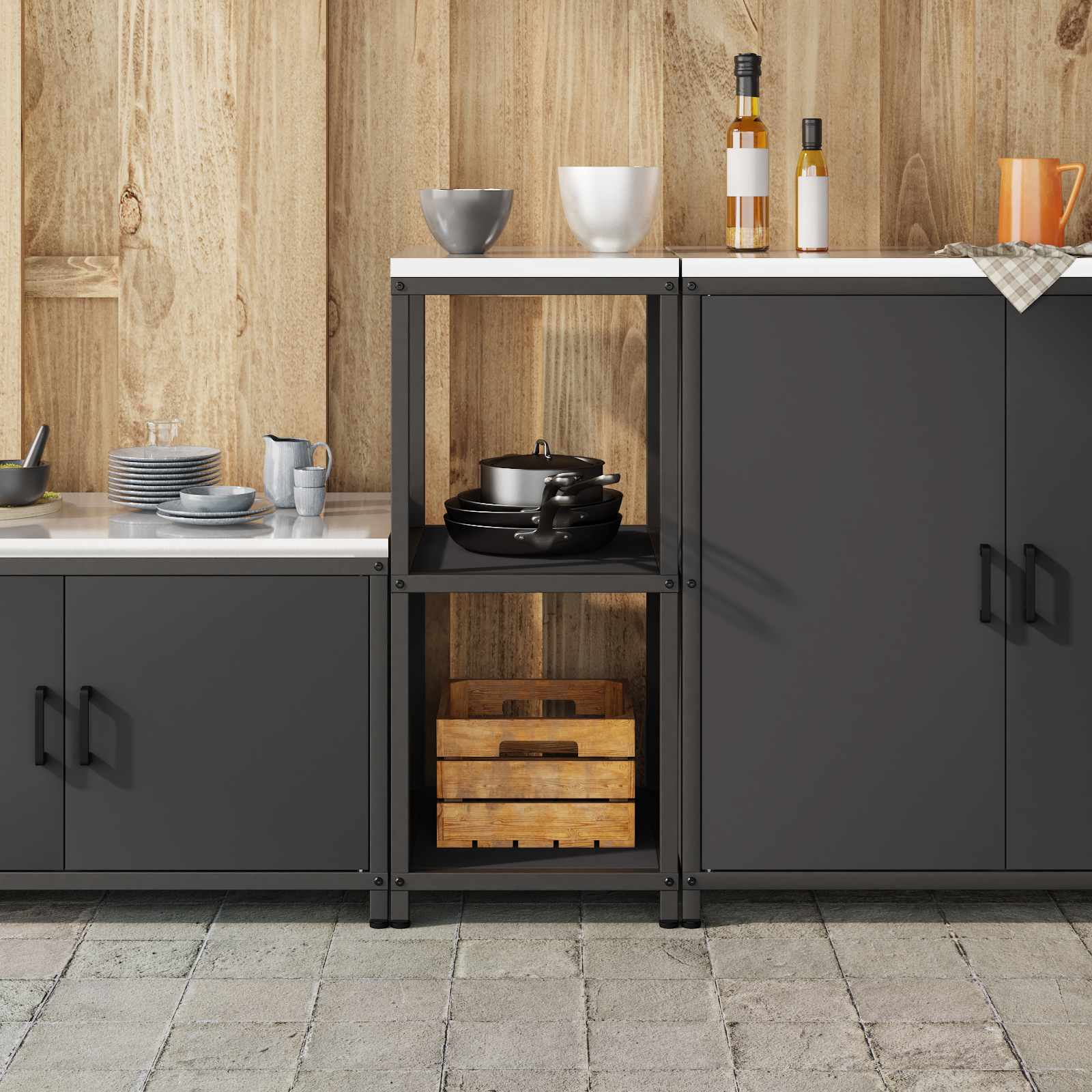 Küchenregal HATTEM Schwarz 40 x 50 x 92 cm Stahl
