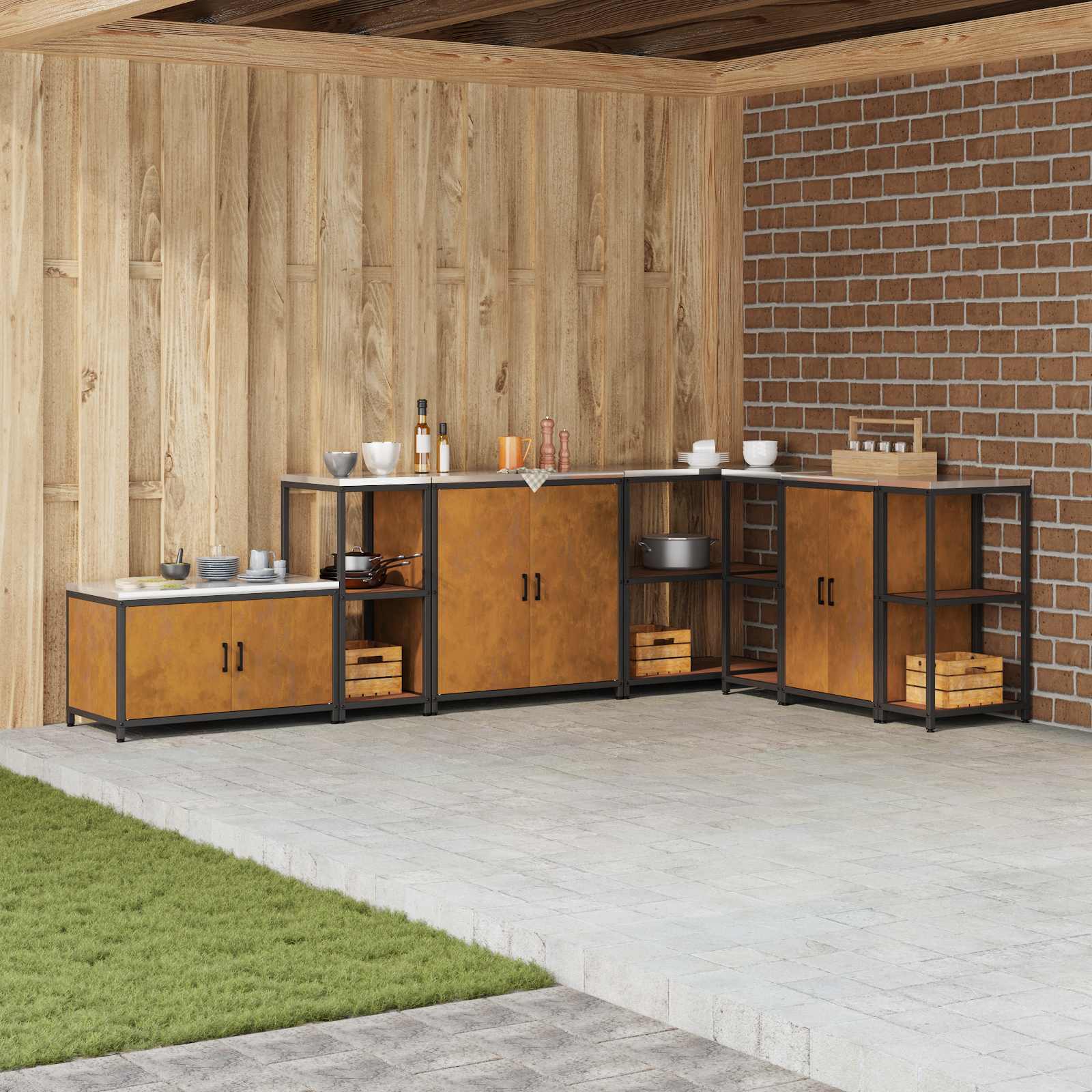 Küchenregal HATTEM Rostig 40 x 50 x 92 cm Stahl