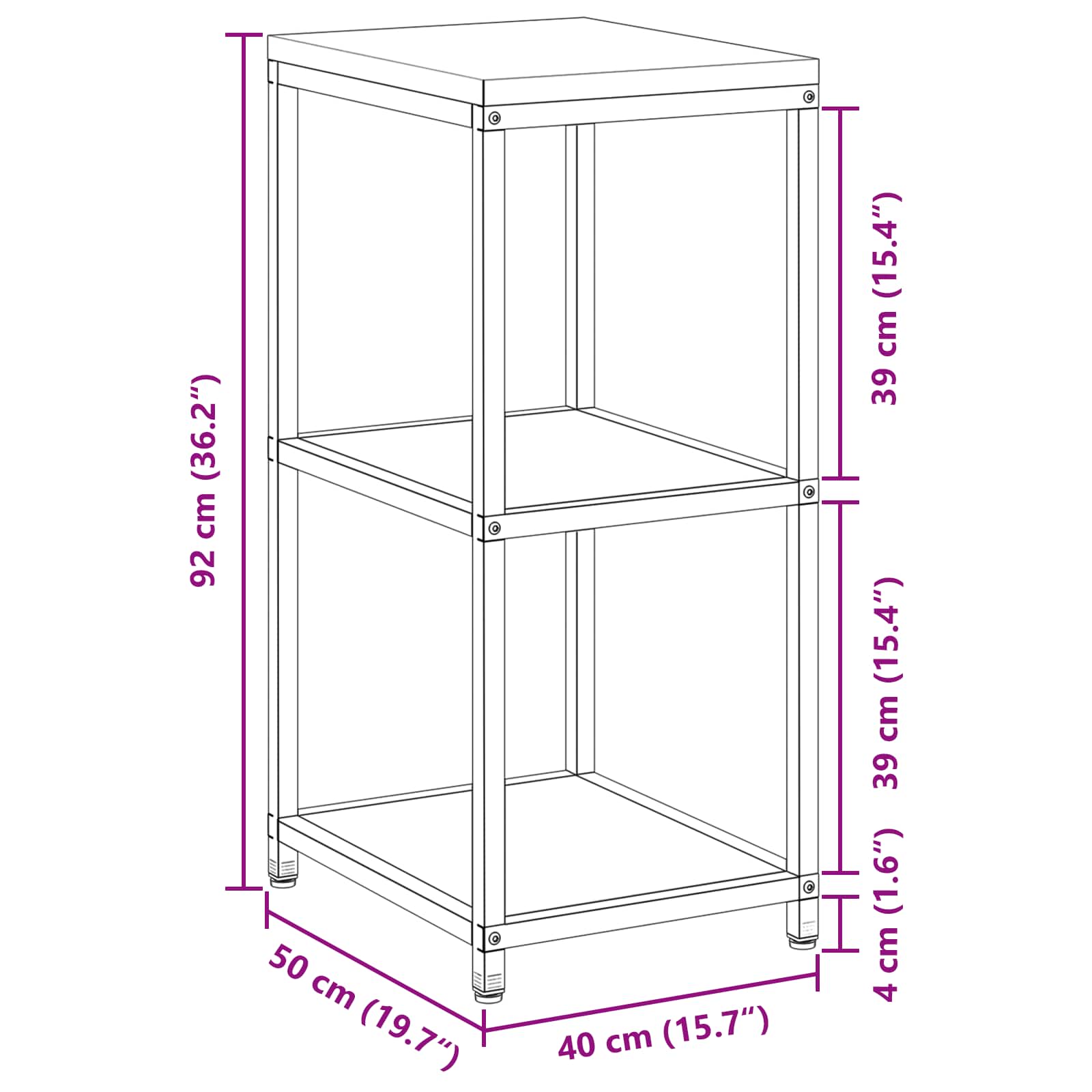 Küchenregal HATTEM Rostig 40 x 50 x 92 cm Stahl