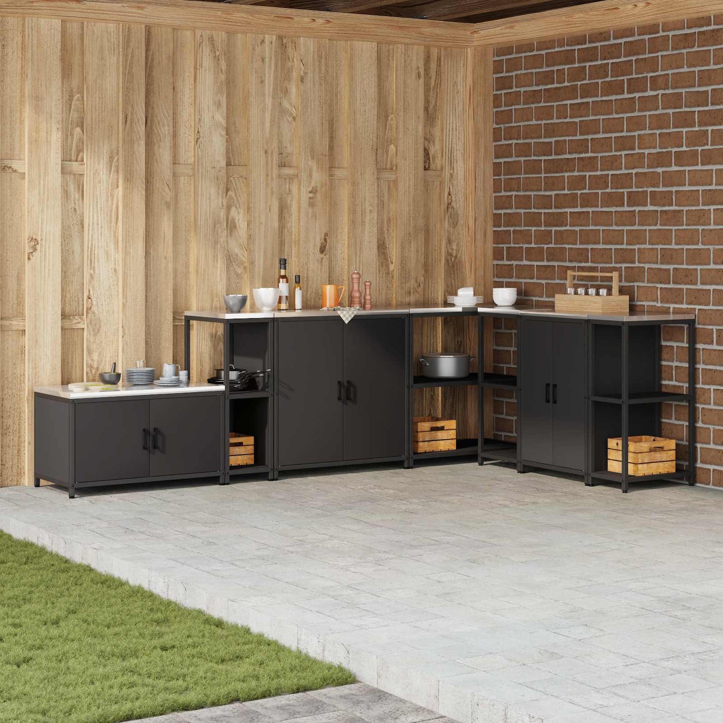 Küchenregal HATTEM Schwarz 30 x 50 x 92 cm Stahl