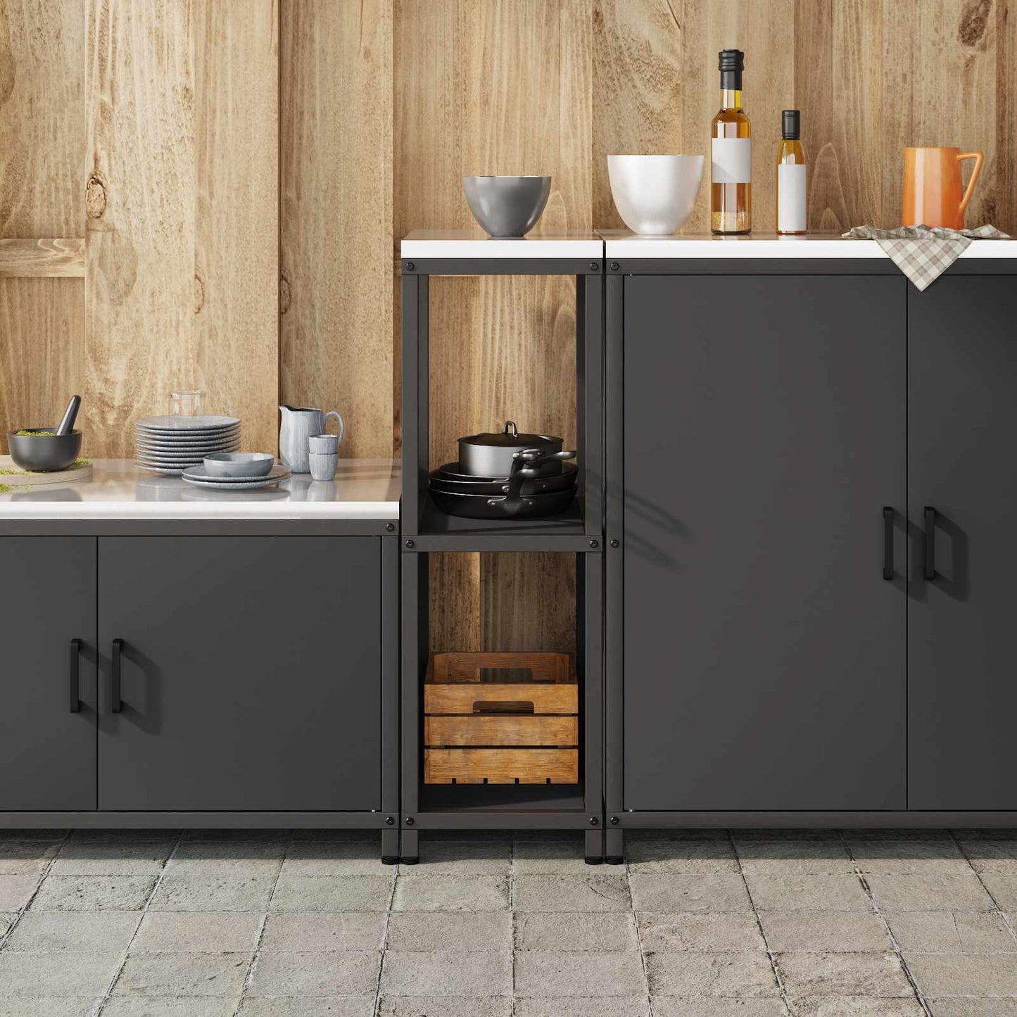 Küchenregal HATTEM Schwarz 30 x 50 x 92 cm Stahl