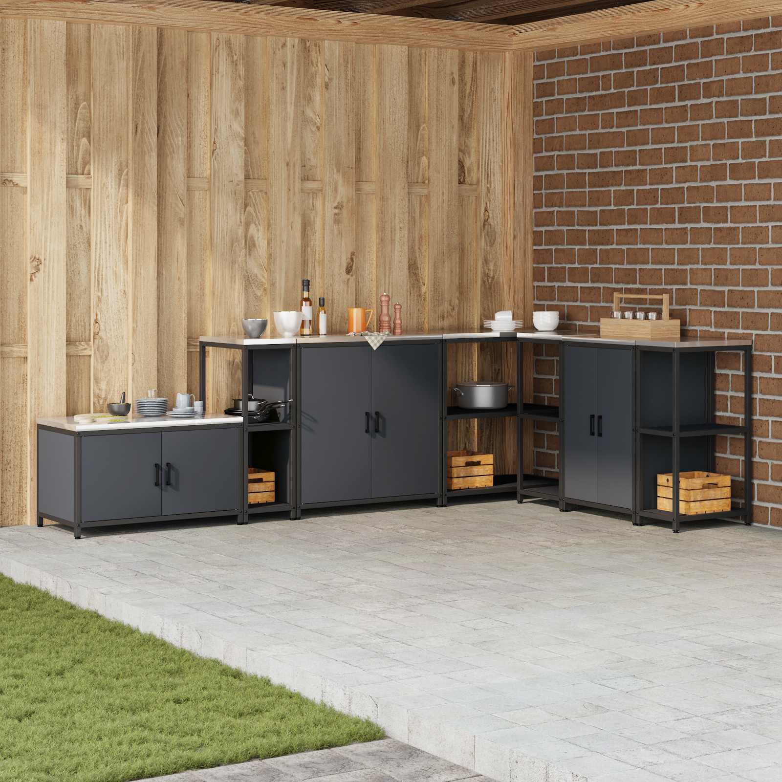 Küchenregal HATTEM Anthrazit 30 x 50 x 92 cm Stahl