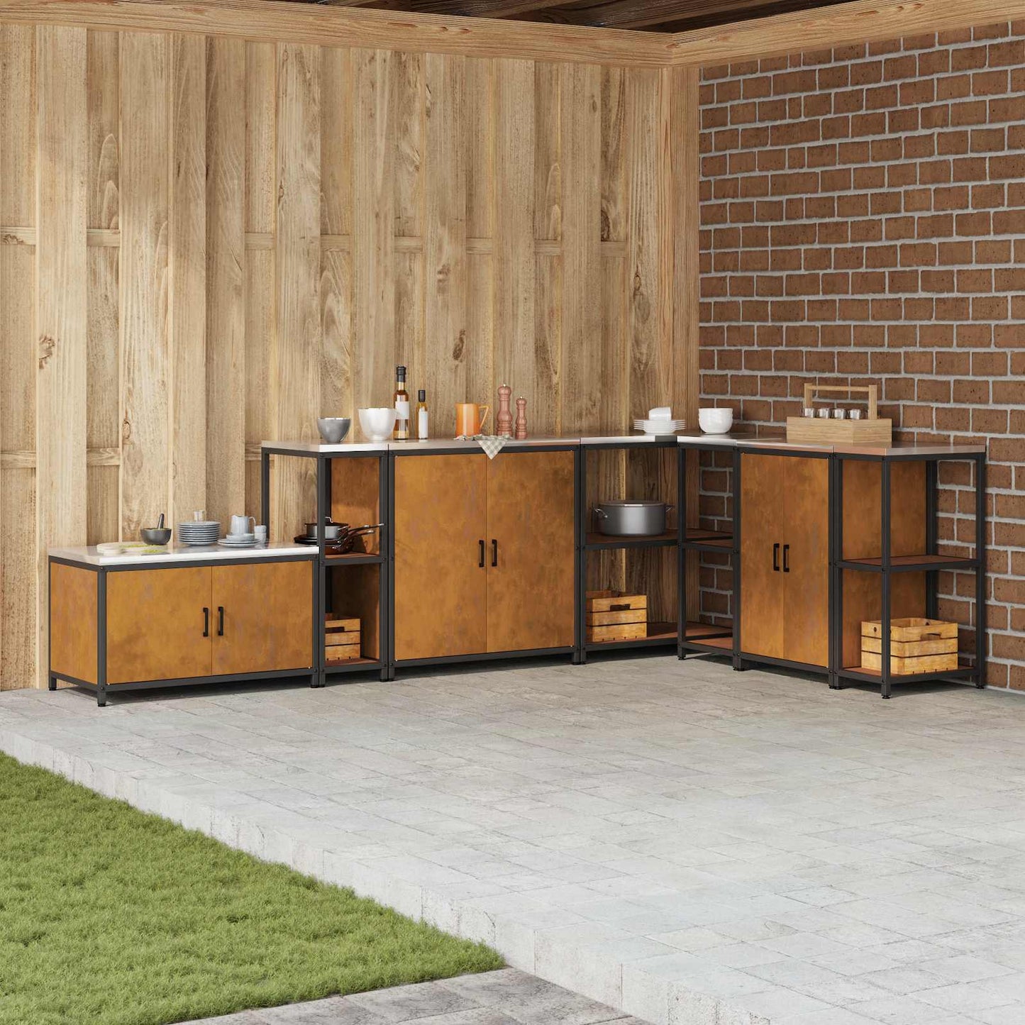 Küchenregal HATTEM Rostig 30 x 50 x 92 cm Stahl