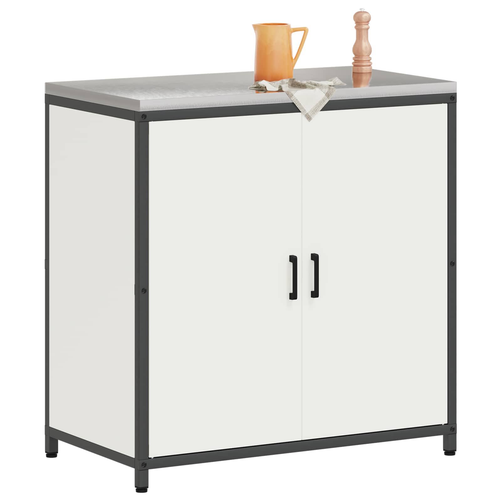 Küchenaufbewahrungsschrank HATTEM Weiß 90 x 50 x 92 cm Stahl