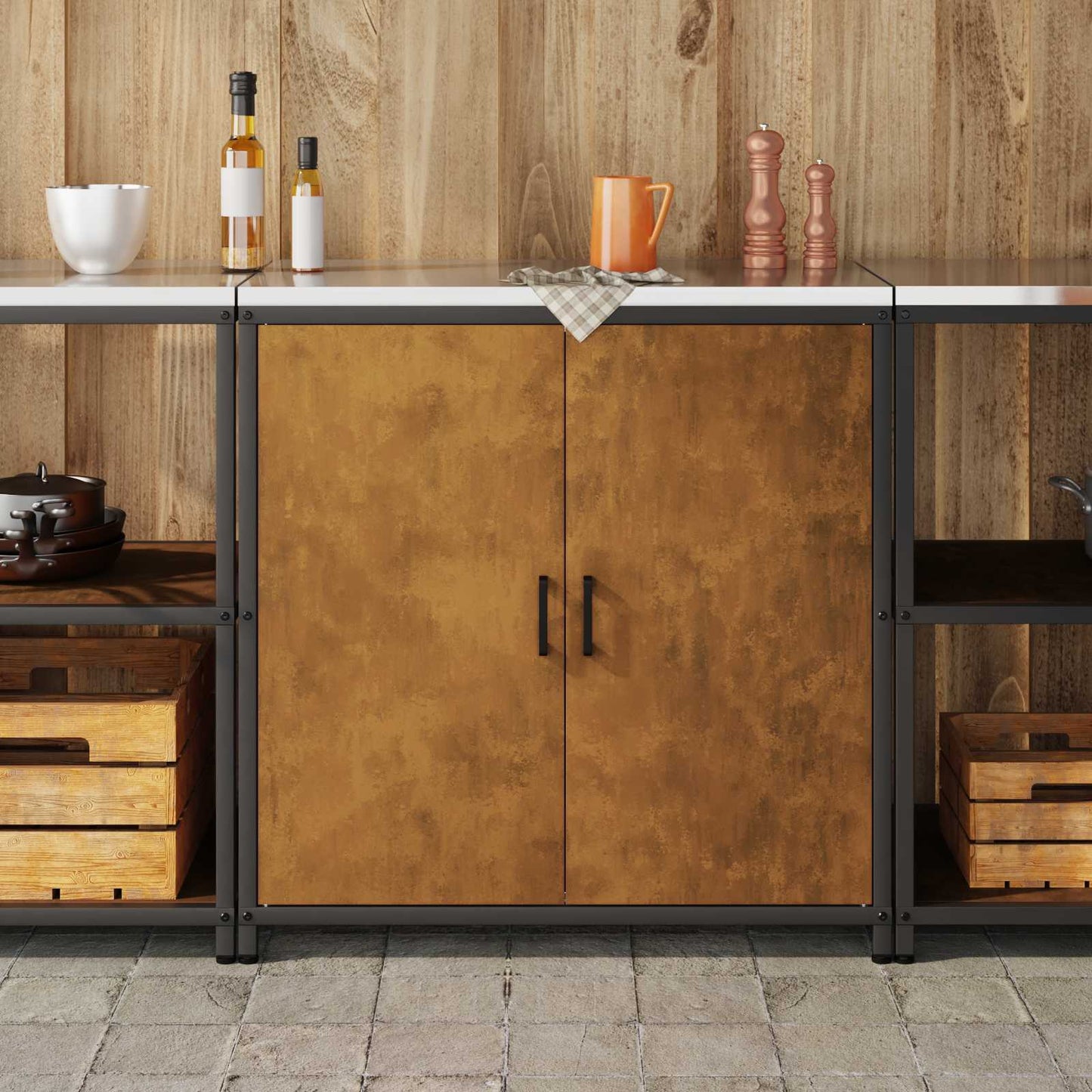 Küchenaufbewahrungsschrank HATTEM Rostig 90 x 50 x 92 cm Stahl