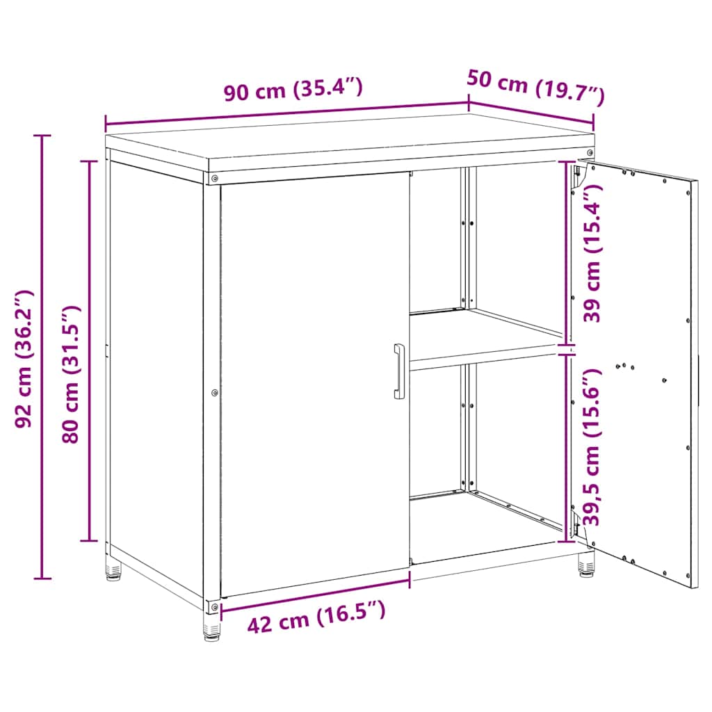 Küchenaufbewahrungsschrank HATTEM Rostig 90 x 50 x 92 cm Stahl