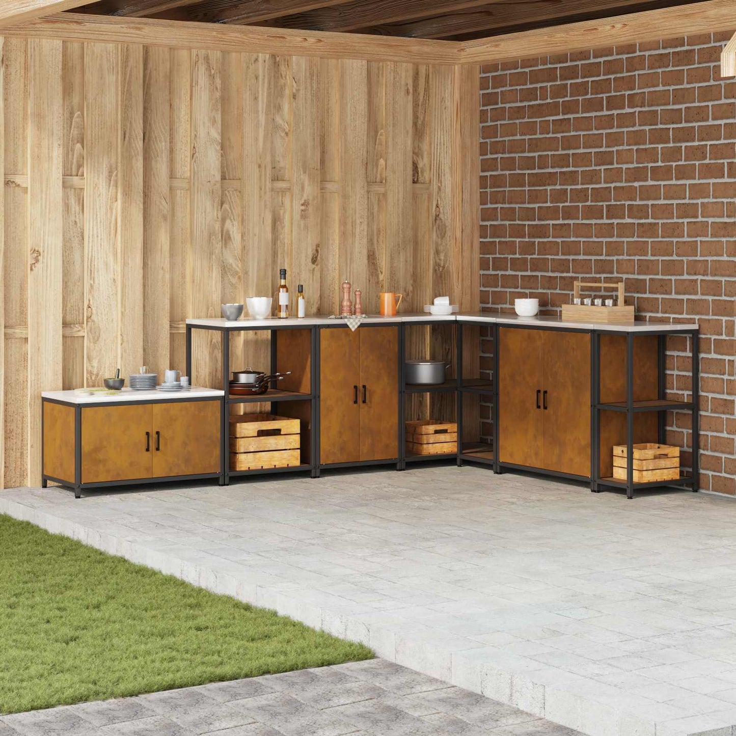 Küchenaufbewahrungsschrank HATTEM Rostig 60 x 50 x 92 cm Stahl
