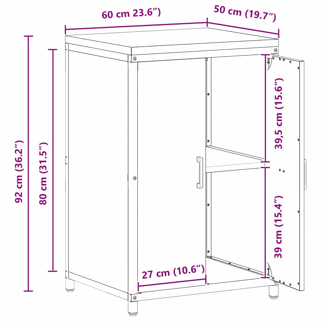 Küchenaufbewahrungsschrank HATTEM Rostig 60 x 50 x 92 cm Stahl