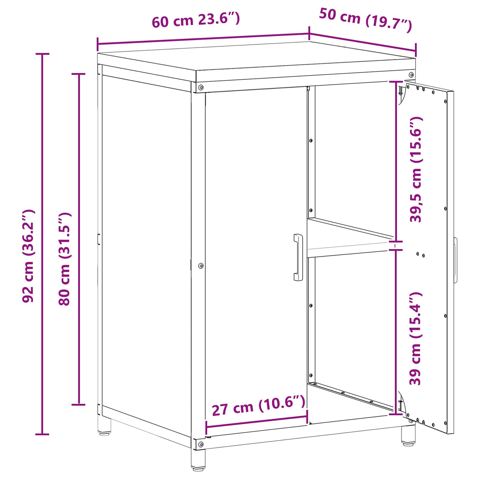 Küchenaufbewahrungsschrank HATTEM Rostig 60 x 50 x 92 cm Stahl