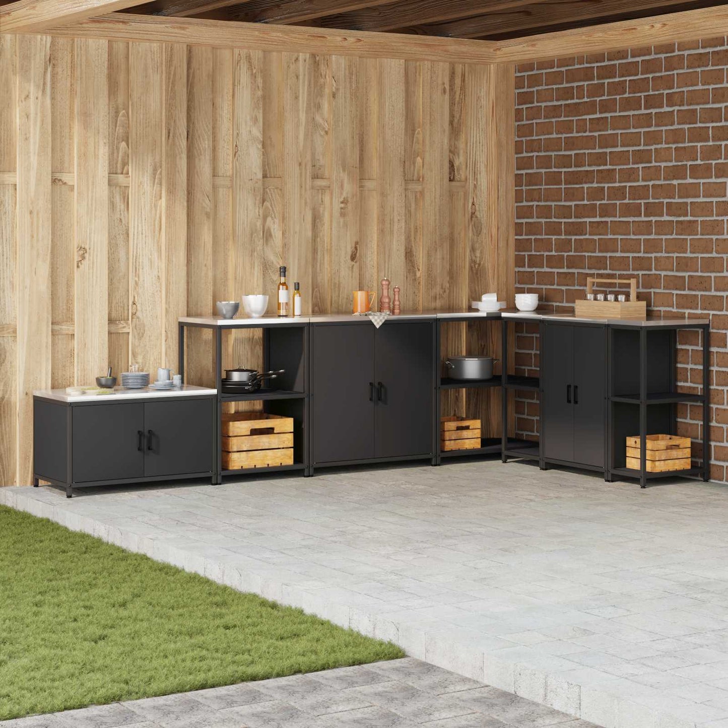 Küchenaufbewahrungsschrank HATTEM Schwarz 90 x 50 x 53 cm Stahl