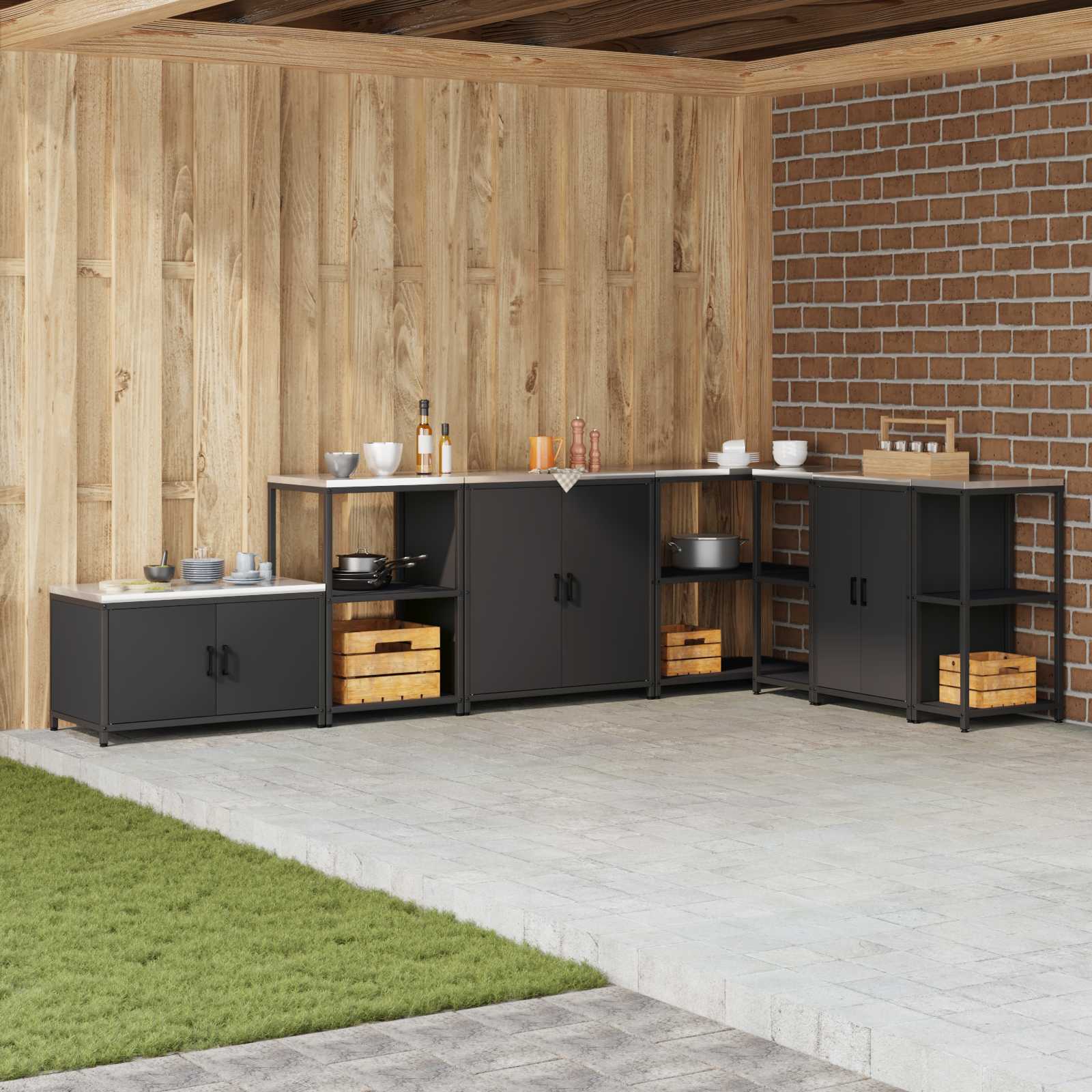 Küchenaufbewahrungsschrank HATTEM Schwarz 90 x 50 x 53 cm Stahl
