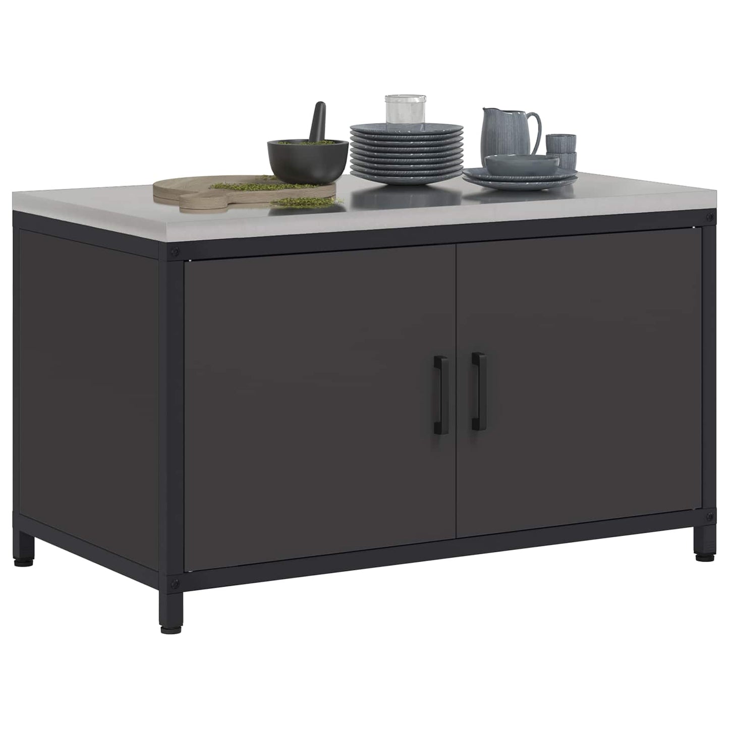 Küchenaufbewahrungsschrank HATTEM Schwarz 90 x 50 x 53 cm Stahl