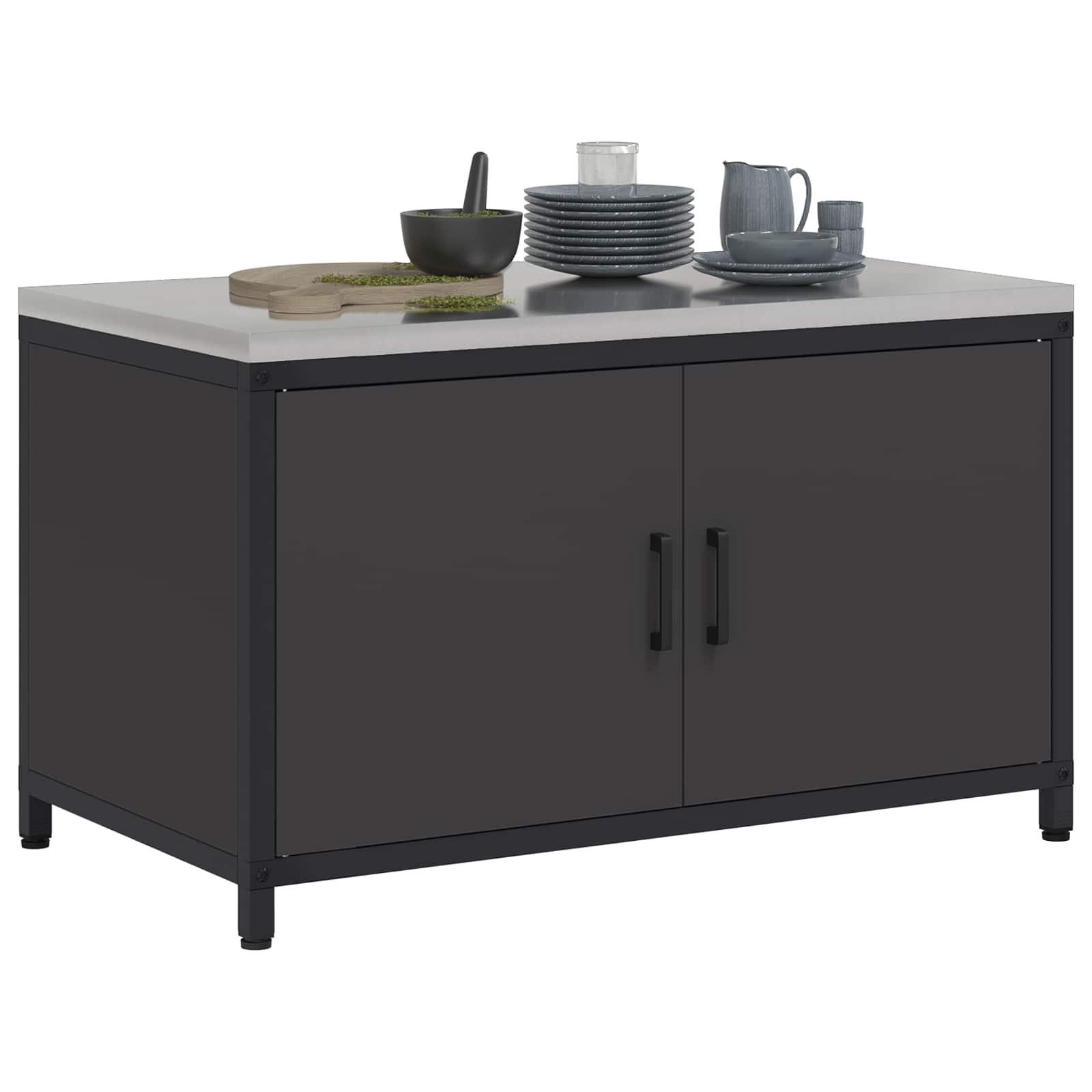 Küchenaufbewahrungsschrank HATTEM Schwarz 90 x 50 x 53 cm Stahl