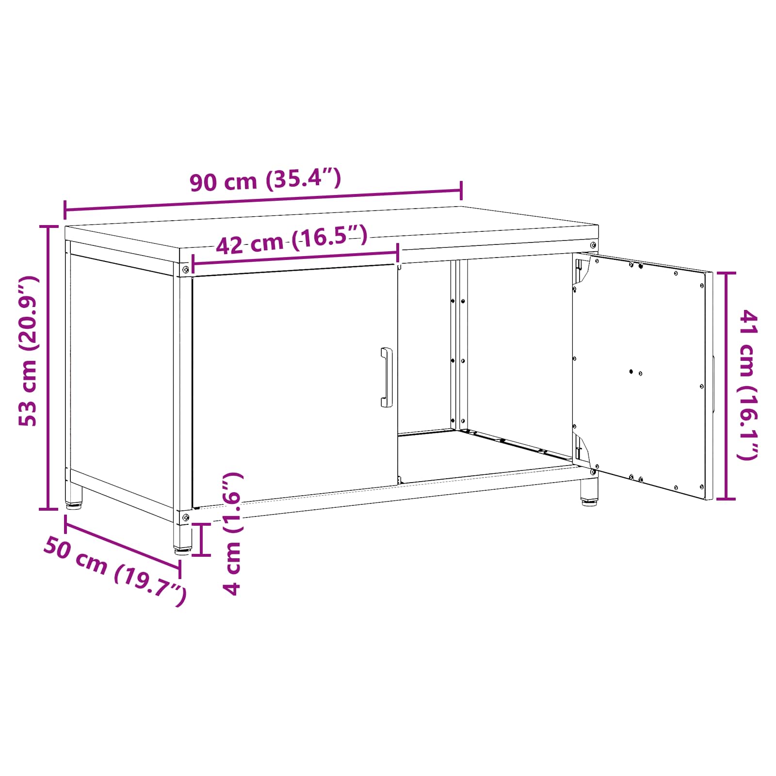Küchenaufbewahrungsschrank HATTEM Schwarz 90 x 50 x 53 cm Stahl