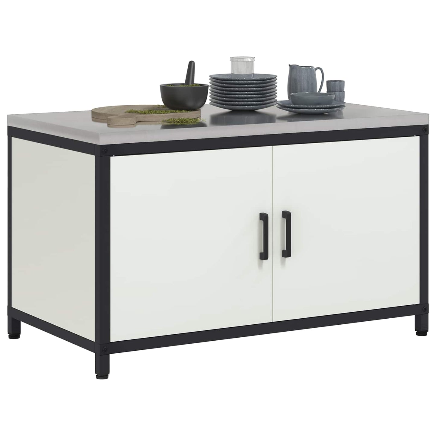 Küchenaufbewahrungsschrank HATTEM Weiß 90 x 50 x 53 cm Stahl
