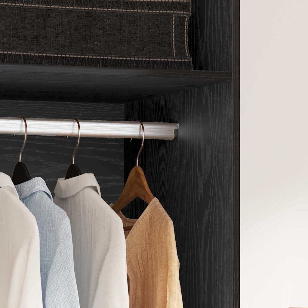 Kleiderschrank mit Regal Schwarze Eiche Holzwerkstoff