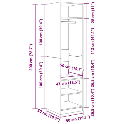 Kleiderschrank Schwarz Eichen-Optik 50 x 50 x 200 cm