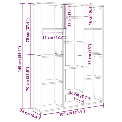 Raumteiler Schwarz Eichen-Optik 100 x 24 x 140 cm Holzwerkstoff
