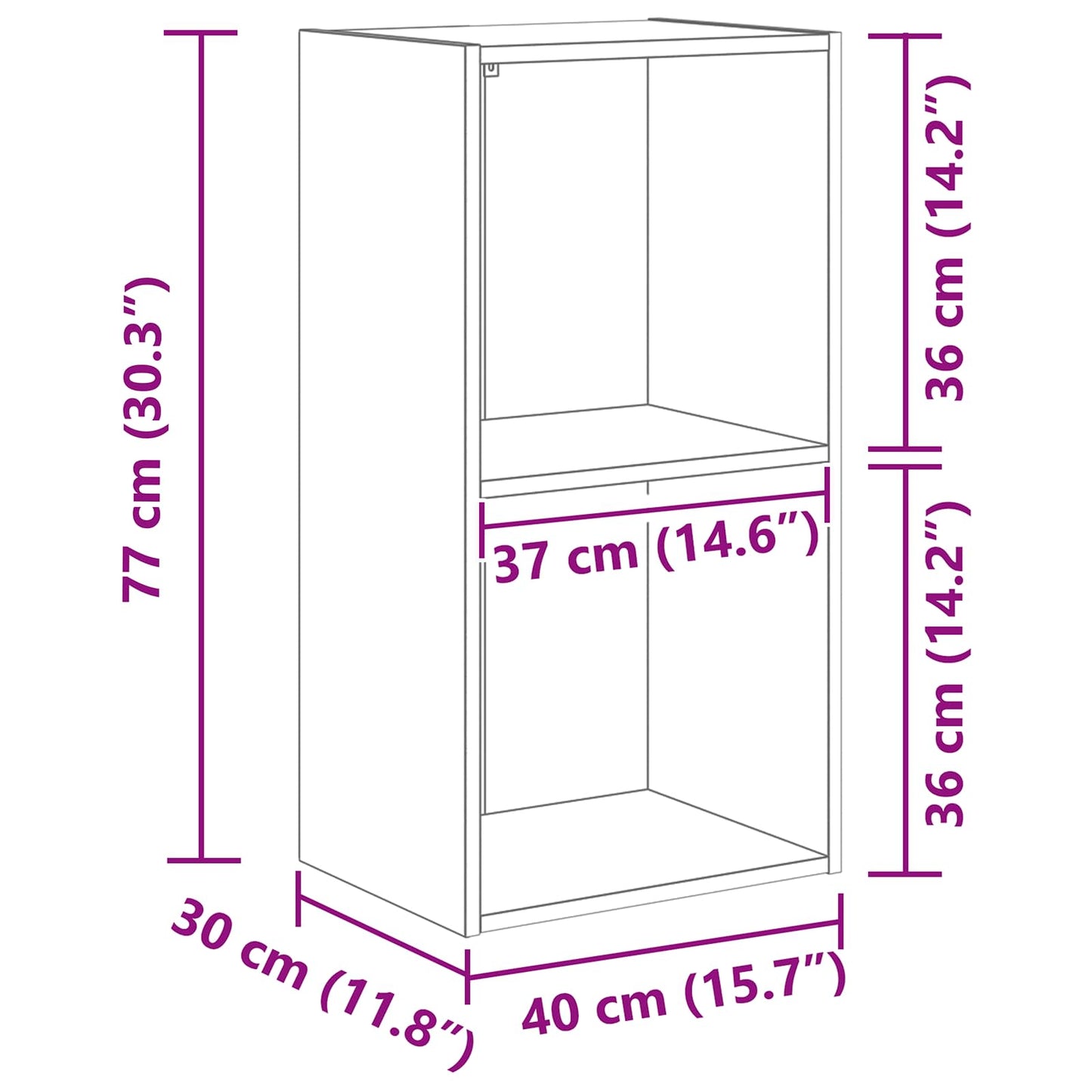 Bücherregal 2 Ebenen 40 x 30 x 77 cm Holzwerkstoff