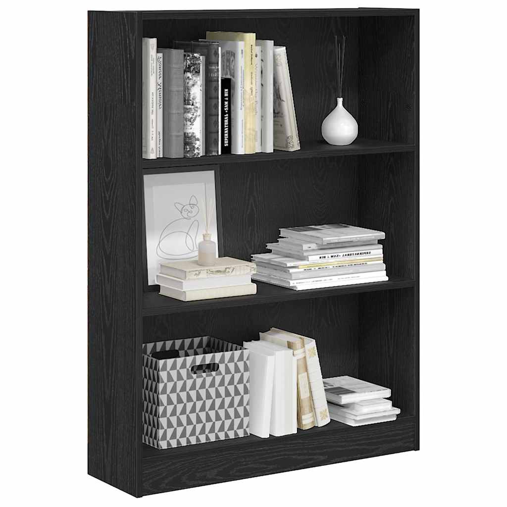 Bücherregal Schwarz Eichen-Optik 80 x 24 x 109 cm Holzwerkstoff