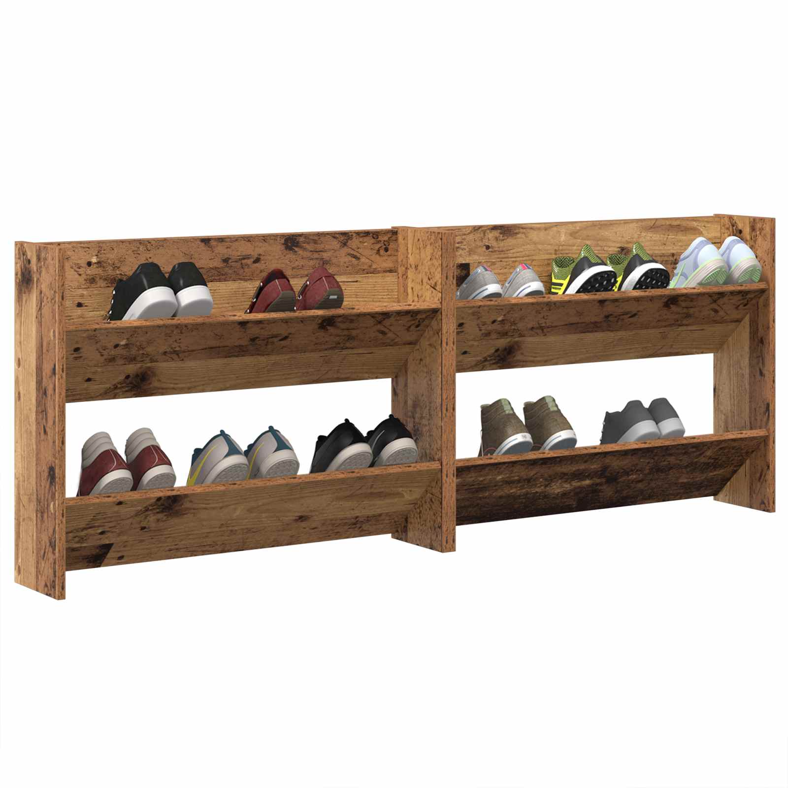 Schuhschrank 2 stk. 80 x 18 x 60 cm Holzwerkstoff Altholz