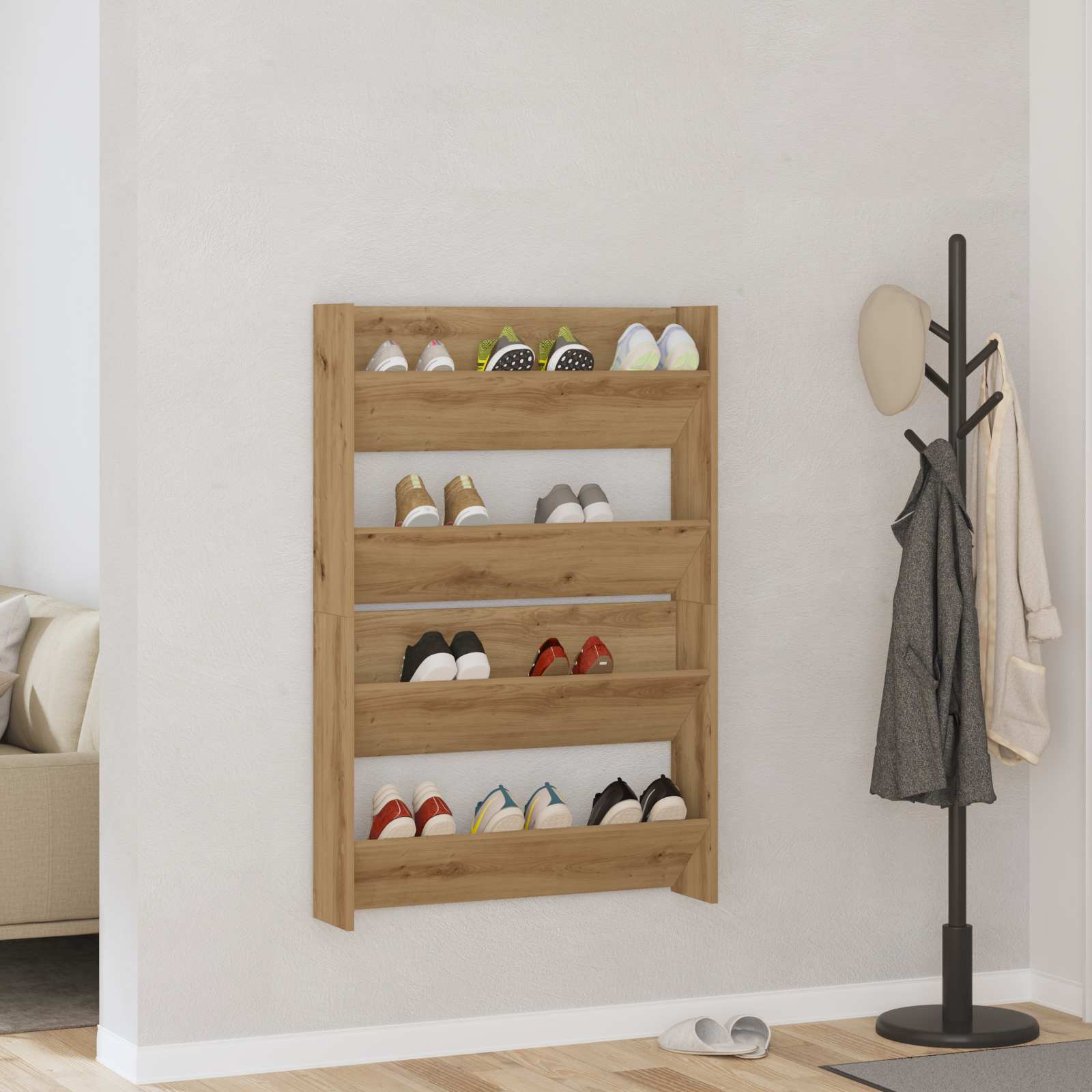 Schuhschrank 2 Stk. 81 x 18 x 60 cm Holzwerkstoff Artisan-Eiche