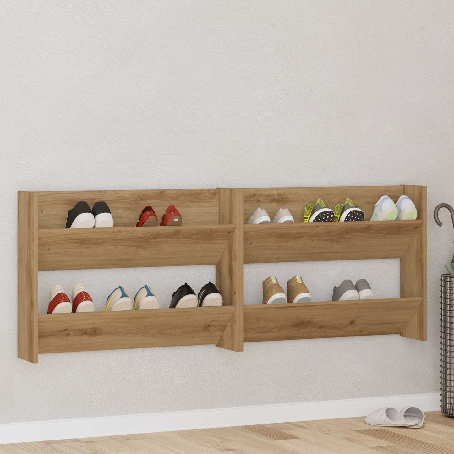 Schuhschrank 2 Stk. 81 x 18 x 60 cm Holzwerkstoff Artisan-Eiche