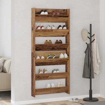 Schuhschrank 2 stk. 84 x 18 x 90 cm Holzwerkstoff Altholz