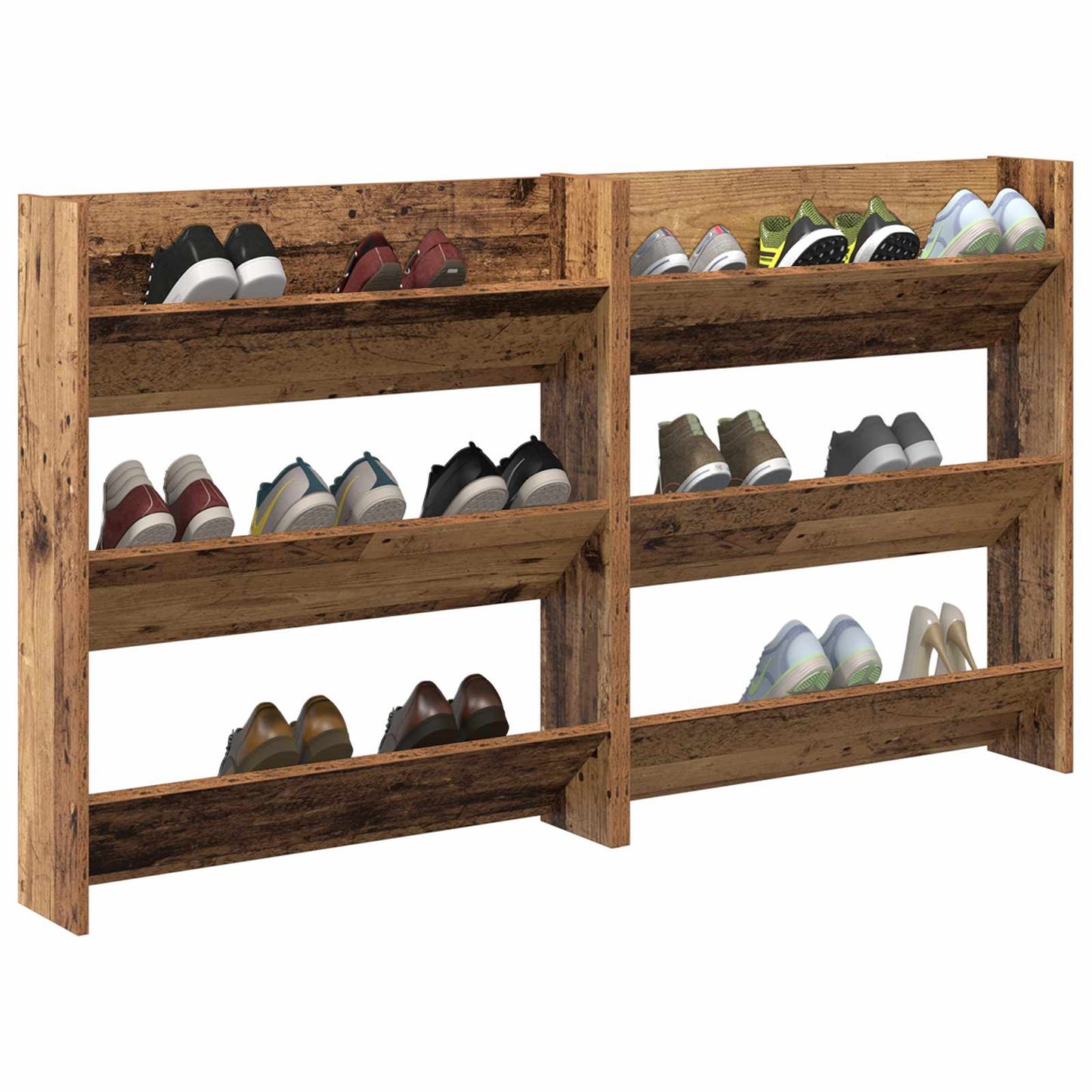 Schuhschrank 2 stk. 84 x 18 x 90 cm Holzwerkstoff Altholz