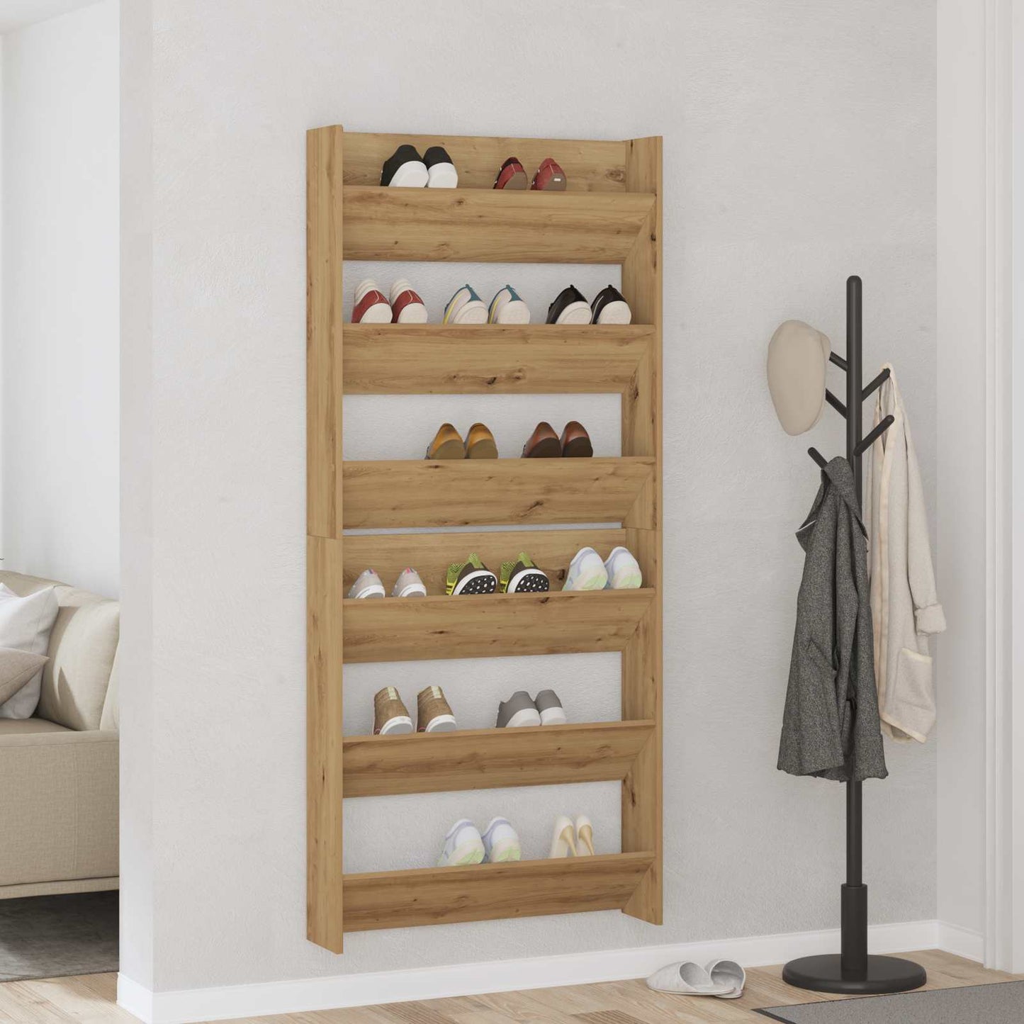 Schuhschrank 2 Stk. 85 x 18 x 90 cm Holzwerkstoff Artisan-Eiche