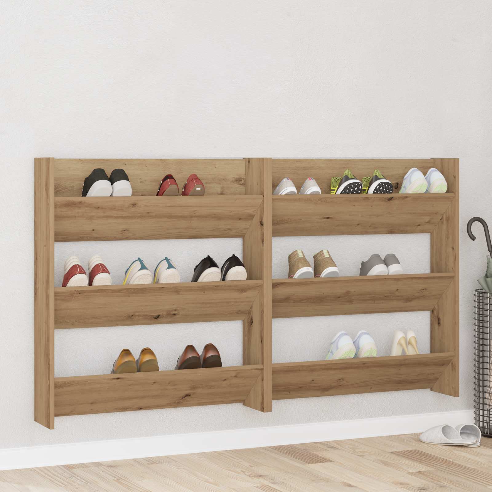 Schuhschrank 2 Stk. 85 x 18 x 90 cm Holzwerkstoff Artisan-Eiche