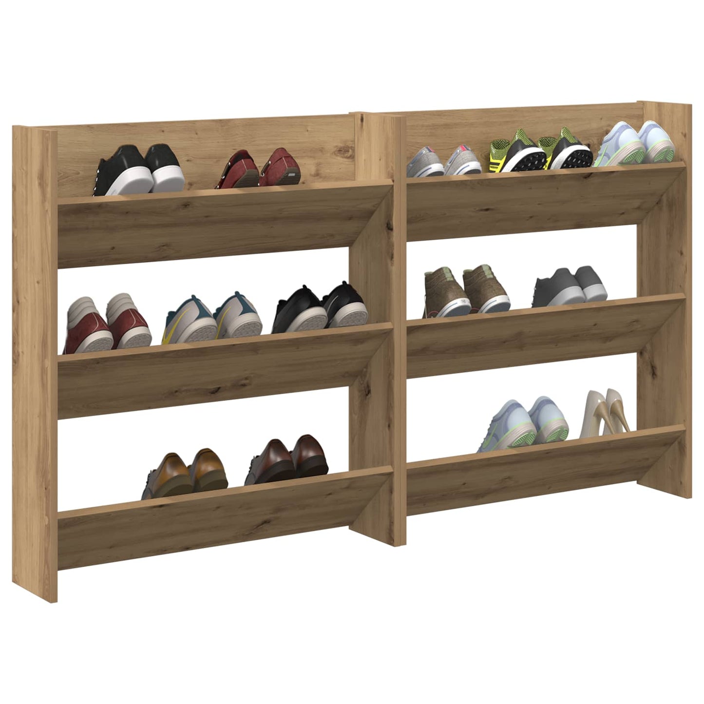 Schuhschrank 2 Stk. 85 x 18 x 90 cm Holzwerkstoff Artisan-Eiche