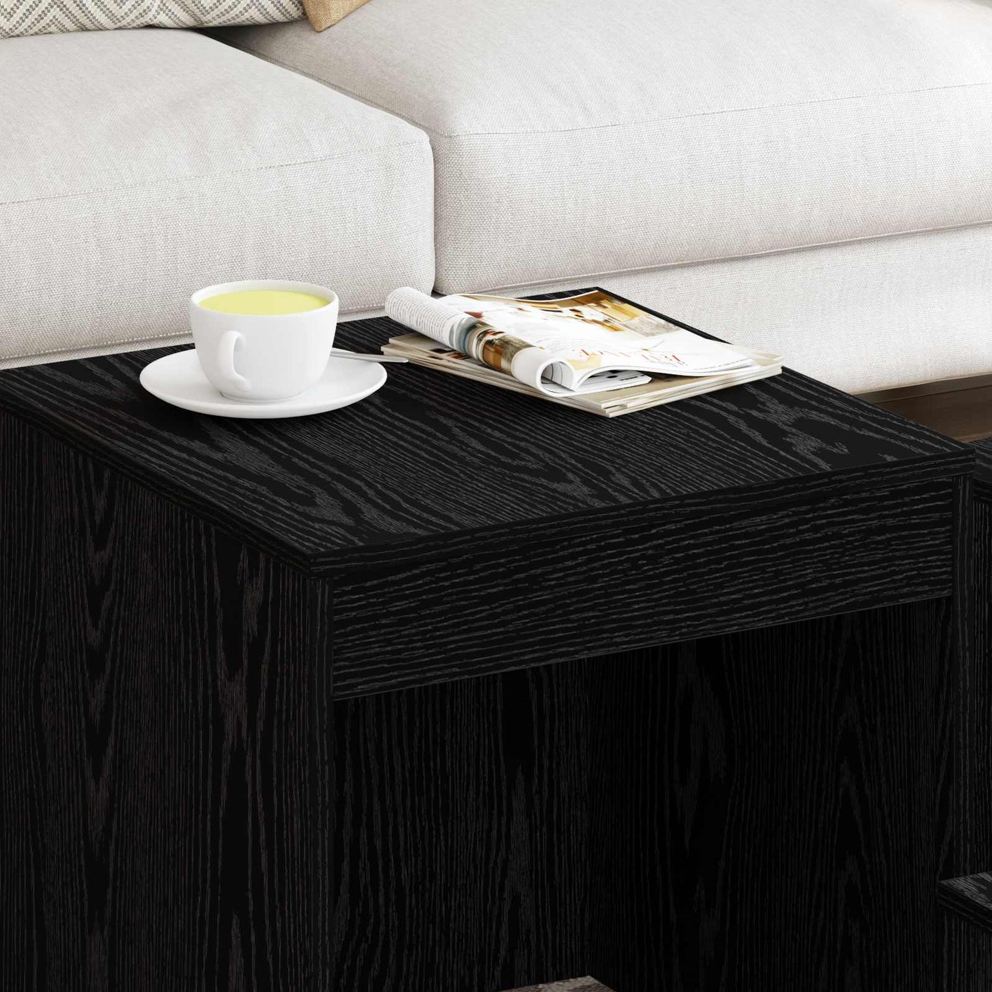Couchtisch 3 stk. Schwarz Eichen-Optik 45 x 45 x 45 cm