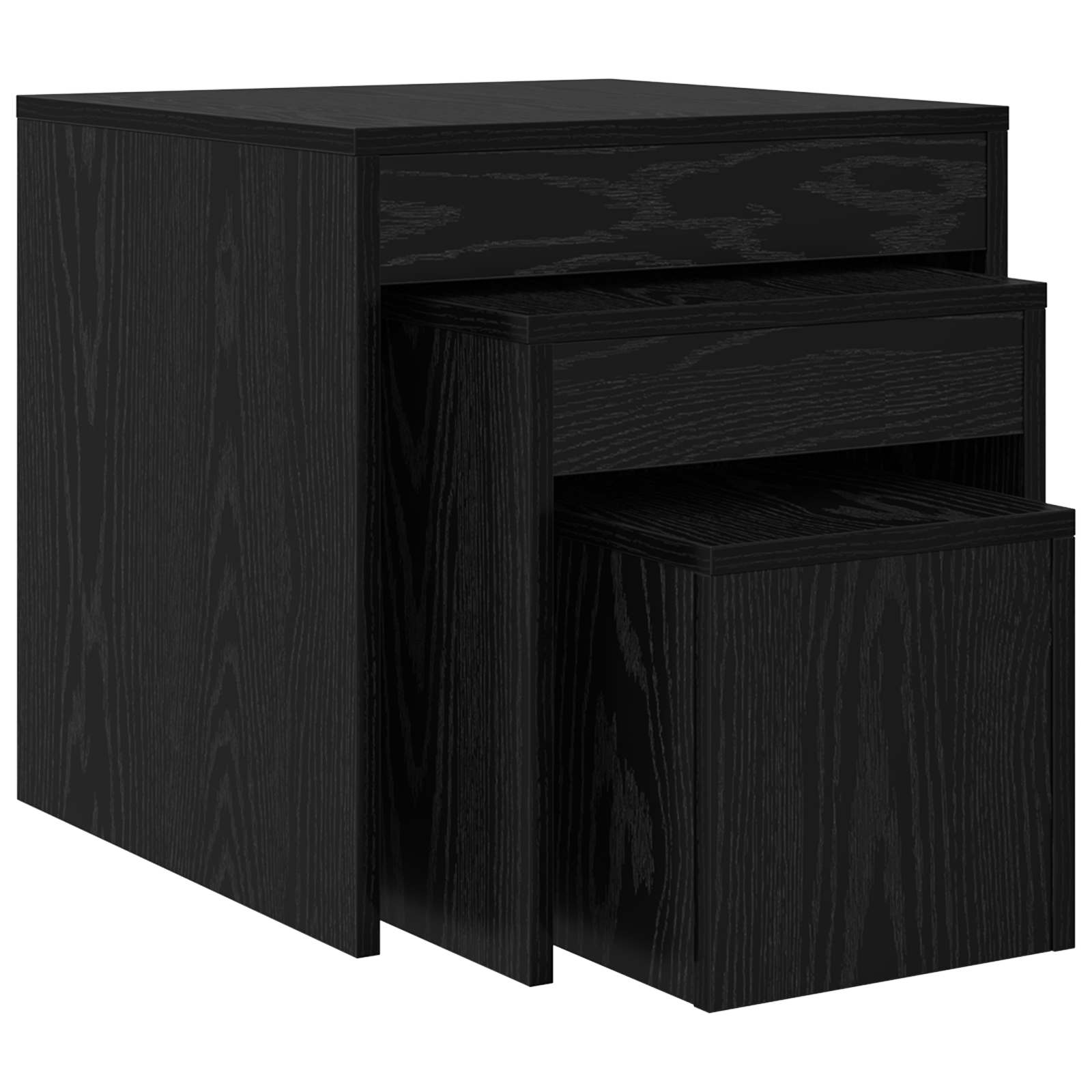 Couchtisch 3 stk. Schwarz Eichen-Optik 45 x 45 x 45 cm
